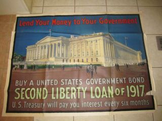Ww1 Wwi Poster,  Second Liberty Loan Of 1917 - Treasury Building
