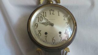 1920s Antique Seth Thomas Key Wind Banjo Wall Clock U.  S.  S.  Constitution Battle 4
