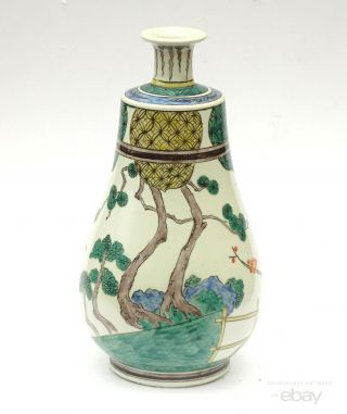 19th C.  Antique Japanese Ko - Kutani Porcelain Enamel Decorated Vase