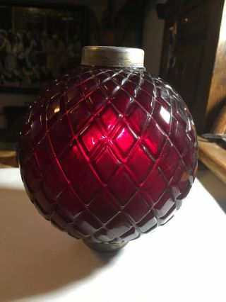 Old Quilted Lightning Rod Ball Globe Ruby,  Blood Red Glass,  The Best