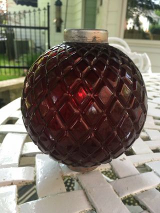 Old Quilted Lightning Rod Ball Globe Ruby,  BLOOD RED Glass,  THE BEST 2