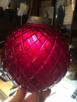 Old Quilted Lightning Rod Ball Globe Ruby,  BLOOD RED Glass,  THE BEST 4
