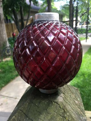 Old Quilted Lightning Rod Ball Globe Ruby,  BLOOD RED Glass,  THE BEST 5