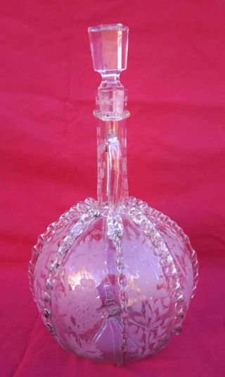 Antique Dutch Art Glass Decanter Carafe Bottle Engraved Blown Glass 18th C 2