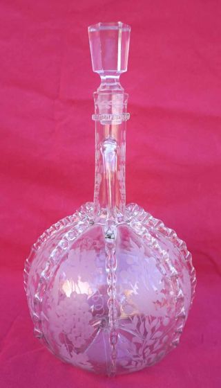 Antique Dutch Art Glass Decanter Carafe Bottle Engraved Blown Glass 18th C 4