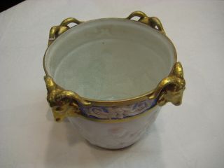 Sevres Porcelain Bucket With Gold Trim And Four Ancient Animals Heads