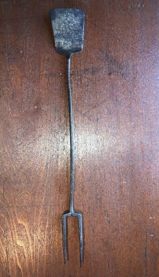 Antique Flesh Fork With Peel Spatula Blacksmith Forged Iron 1800 " S