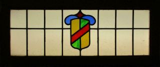 OLD ENGLISH LEADED STAINED GLASS WINDOW TRANSOM Pretty Colorful Shield 34 