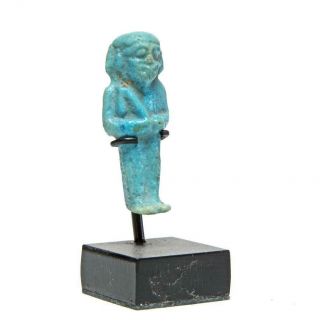 Small But Charming Provenanced Egyptian Blue Glazed Shabti: Circa 332 - 30 Bc.