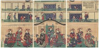 Japanese Woodblock Print,  Yoshitora Utagawa,  Courtesans,  Beauty,  Ukiyo - E