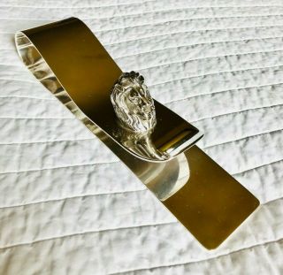 Vintage Hermes Silver Lion Head Desk Paper Clip 50s