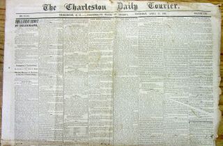 1861 Charleston Sc Confederate Newspaper W Beginning Of The Civil War Ft Sumter