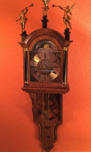 Vintage Dutch Schippertje Warmink Wall Clock - Moonphase,  Engraved Face