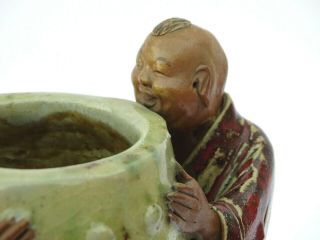 Antique Chinese Qing Dynasty Shiwan Brush Pot Figural Mud Man Flambé Glaze 3