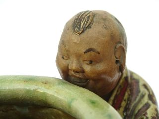 Antique Chinese Qing Dynasty Shiwan Brush Pot Figural Mud Man Flambé Glaze 9