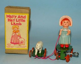 Mary And Her Little Lamb Tin & Celluloid Windup Toy Box Kuramochi