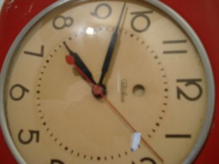 Vintage Telechron 2h13 Red Wall Clock 2