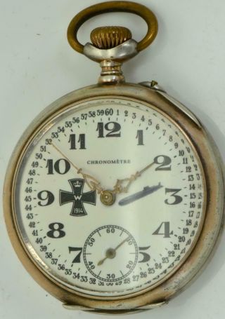 Historic Wwi German Navy Silver Award Pocket Watch.  Perfect Order.  Rare