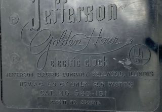 VTG Jefferson Mystery Golden Hour Electric Clock Art Deco 6