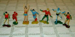1966 - Ideal - Justice League Of America - 6 - Org Play Set Figures - Portugal Stamped - 3 "