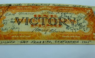 WW2 United Nations Conference Short Snorter Currency Signed on Day 1 in San Fran 2