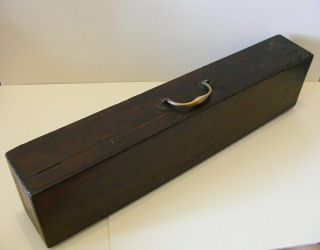 Antique 19thc Mahogany Telescope Box With Brass Handle & Fittings.  60cm Long