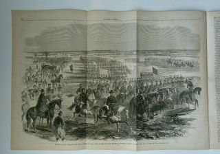 Harper ' s Weekly 5/2/1863 Civil War Abraham Lincoln reviews army Charleston 4