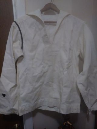 (3) Ww2 Navy Tops Pullover White Denim Twill Great Cond No Rips/tears Veterans