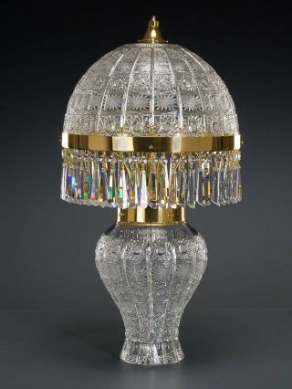 Glamorous Bohemian Victorian Large Lamp Cut Crystal Glass