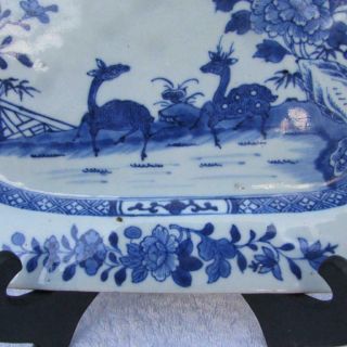 LARGE ANTIQUE 18thC CHINESE QIANLONG BLUE & WHITE PLATTER SERVING DISH 2