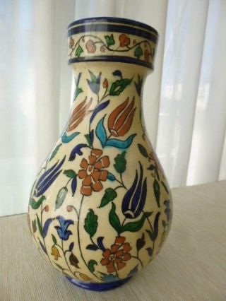 Antique 1920s Greek Pottery Kutahya Athens Ottoman Inzik Islamic Ceramic Vase