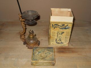 Orig.  Vintage " Vaporcresolene " 1890 Oil Lamp Vaporizer & Orig.  Box.  Item