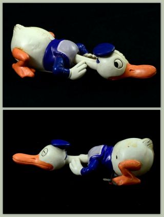 Long Billed Crawling Donald Duck Crawler Celluloid Wind Up Japan 1930 - 40 Disney