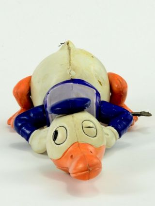 Long Billed Crawling Donald Duck Crawler Celluloid Wind Up Japan 1930 - 40 Disney 7