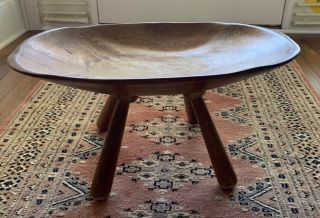Primitive Wood Dough Bowl Trencher Table Plant Stan Country Atq Vtg