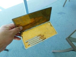 Long Old Vintage Asian Antique Japanese Lacquer Koi Fish Cigarette Case rare 10