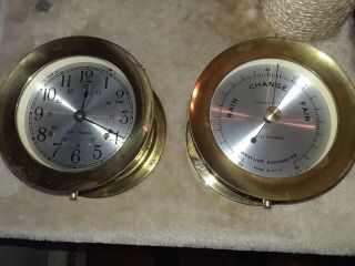 Seth Thomas Brass Ships Clock And Barometer  No Key