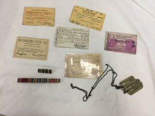 World War Ii Dog Tags Bar Pins & Passes 1944 - 45 Robert Kreuzberger
