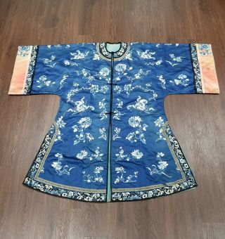 Chinese Antique Embroidered Silk Lady Robe