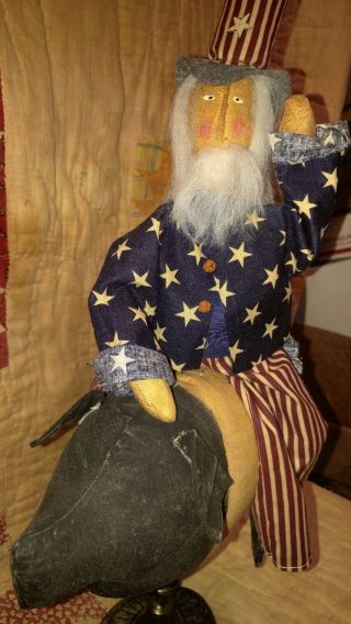 Primitive Decor Folk Art Americana Uncle Sam Riding A Pig July 4th independence 6