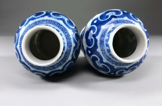 Pair antique Chinese porcelain FIGURAL VASES 19th century Blue & White KANGXI MK 6