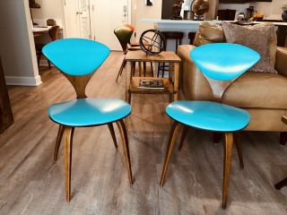 True Blue,  Stunning Norman Cherner Chairs By Plycraft 1950s