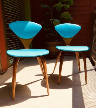 True Blue,  Stunning Norman Cherner Chairs By Plycraft 1950s 2
