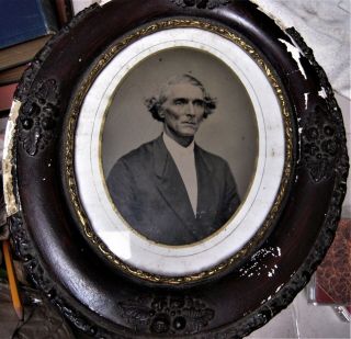 pre Civil War full plate tintype,  possibly of JEFFERSON DAVIS [???] in frame 2