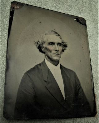 pre Civil War full plate tintype,  possibly of JEFFERSON DAVIS [???] in frame 3