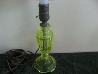 VASELINE GLASS ANTIQUE LAMPS WITH CLEAR GLASS VERY INTERESTING SHADES 2