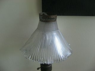 VASELINE GLASS ANTIQUE LAMPS WITH CLEAR GLASS VERY INTERESTING SHADES 3
