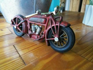 Rare Vintage Hubley Cast Iron Indian Motorcycle No Sidecar 9 