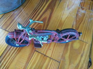 Rare Vintage Hubley Cast Iron Indian Motorcycle No Sidecar 9 