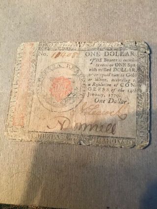 Revolutionary War 18th Century Colonial Currency 1779 1 Spanish Mill Dollar
